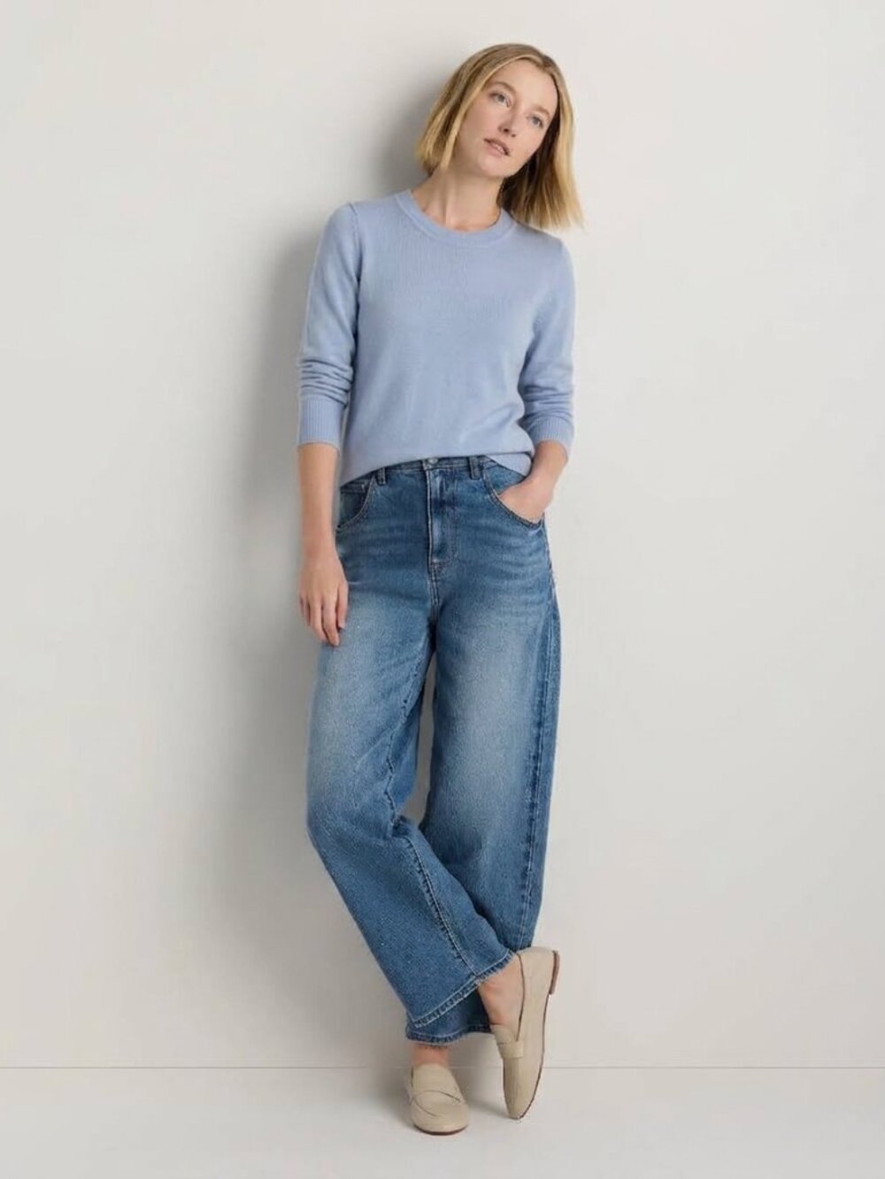 Quince Lightweight Cotton Cashmere Crew Sweater Size S NWT